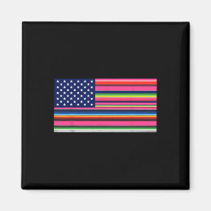 Mexicaanse Amerikaanse vlag Usa Serape Cinco de Ma Magneet
