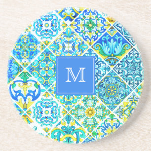 Mexicaanse aqua mint Siciliaanse mediterrane tegel Zandsteen Onderzetter