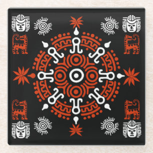 Mexicaanse Aztec Art Home Decor Glazen Onderzetter