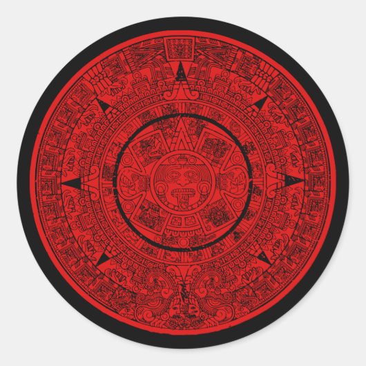 Mexicaanse Aztec Sun Stone Mayakalender 2 Ronde Sticker (Voorkant)