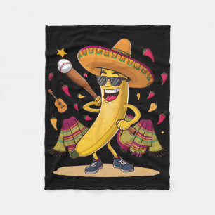 Mexicaanse banaan spelen honkbal grappig Cinco de Fleece Deken