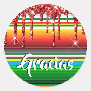 Mexicaanse banket Sparkly Red Drip Glitter Harteli Ronde Sticker