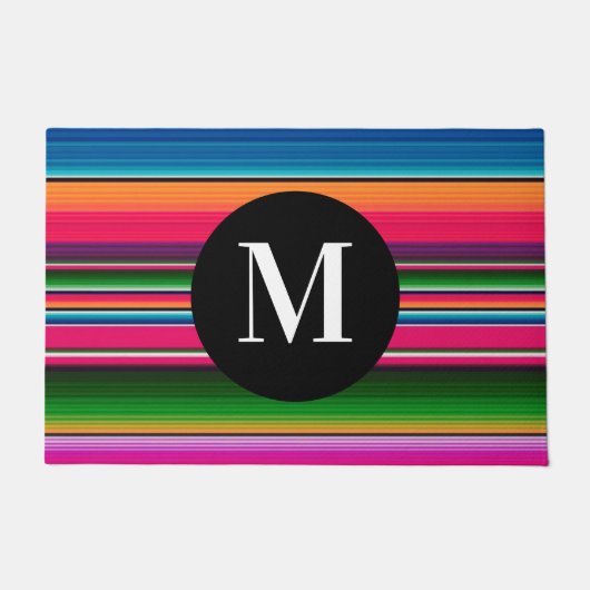 Mexicaanse Blanket Fiesta Stripes Monogram Serape Deurmat (Voorkant)