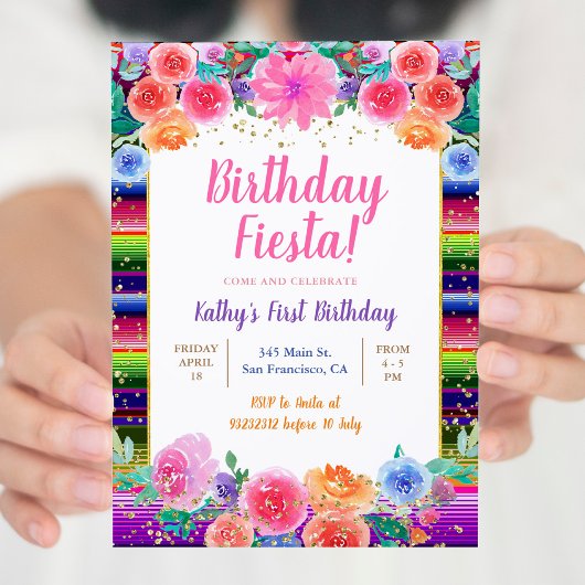 Mexicaanse bloem Fiesta Birthday Party Kaart