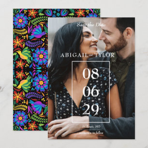 Mexicaanse bloemen foto sparen de datum kaart