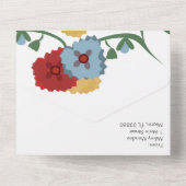 Mexicaanse bloemen rood blauw botanisch bruiloft  all in one uitnodiging (Achterkant)