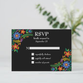 Mexicaanse bloemen RSVP Kaartje (Staand voorkant)