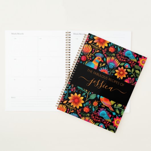 Mexicaanse bloemenpatroon script naam recept planner (Display)