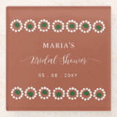 Mexicaanse Boho Barro Bruidsdouche Glazen Onderzetter (Voorkant)