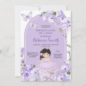 Mexicaanse Boho Paarse Bloemen Presentacion de 3 n Kaart (Voorkant)