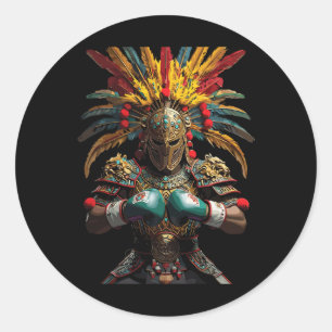 Mexicaanse Boksen Azteekse Warrior Power Ronde Sticker