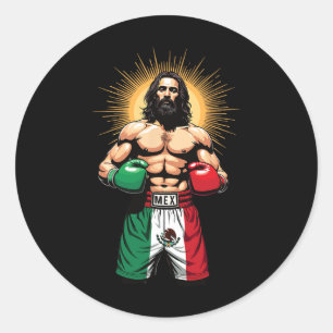 Mexicaanse Boksen Jezus Christus Mex Boksen Shorts Ronde Sticker