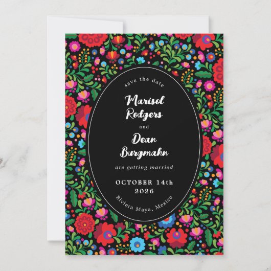 Mexicaanse Borduurwerk foto Save the Date (Voorkant)