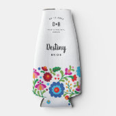 Mexicaanse Borduurwerk Trouwfeest Fleskoeler Flesjeskoeler (Voorkant)