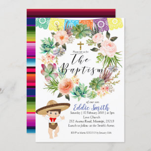Mexicaanse Boy Baptism Invitation card Kaart