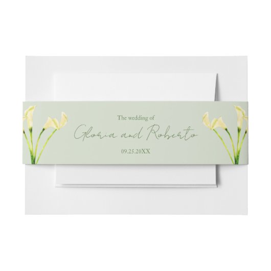 Mexicaanse bruiloft Calla Lily & Groene Romantisch Uitnodigingen Wikkel (Voorkant Voorbeeld)