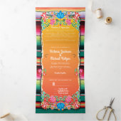 Mexicaanse bruiloft tapijt en bloemenbruiloft drieluik uitnodiging (Binnen)