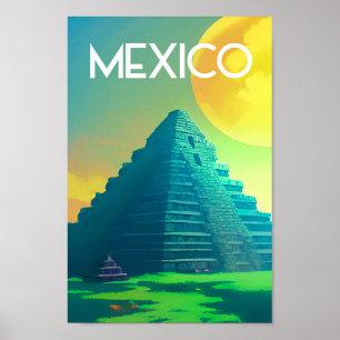 Mexicaanse burgemeester piramide Ai art Poster