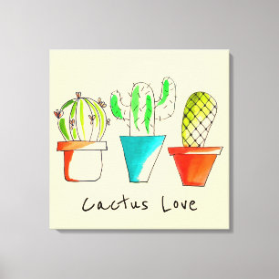 Mexicaanse cactus liefde cute woestijn kunst canvas afdruk