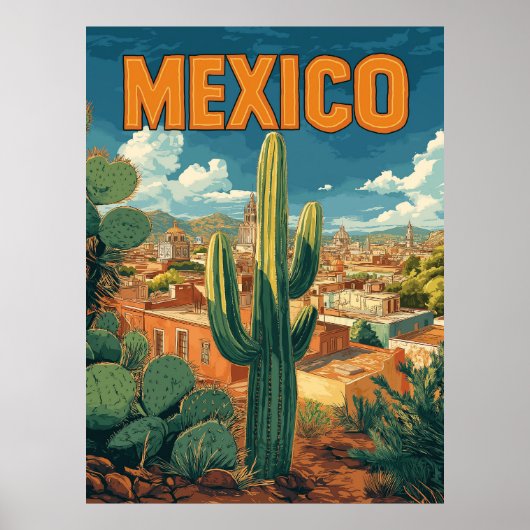 Mexicaanse Cactus Reizen Poster (Voorkant)