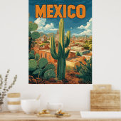 Mexicaanse Cactus Reizen Poster (Keuken)
