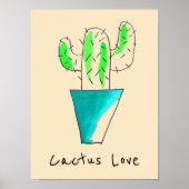 Mexicaanse cactus schattige saguaro-kunst poster (Voorkant)