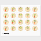 Mexicaanse cactus tekenkunst ronde sticker (Vel)