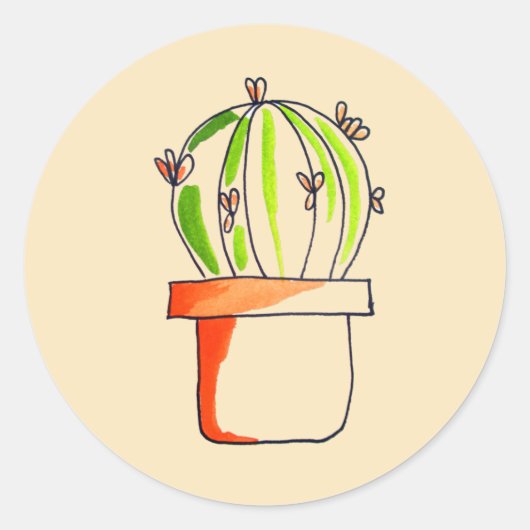 Mexicaanse cactus tekenkunst ronde sticker (Voorkant)