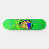 Mexicaanse Calavera Groene Gebarsten Schedel Grung Skateboard (Horizontaal)