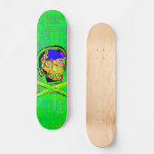 Mexicaanse Calavera Groene Gebarsten Schedel Grung Skateboard (Voorkant)