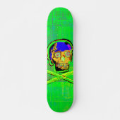 Mexicaanse Calavera Groene Gebarsten Schedel Grung Skateboard (Voorkant)