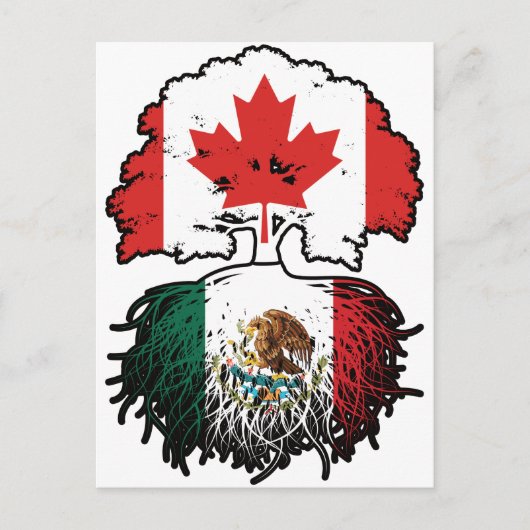 Mexicaanse Canadese vlag voor boomstammen in Canad Briefkaart (Voorkant)