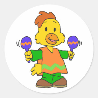Mexicaanse Chick cartoon | Achtergrondkleur kiezen Ronde Sticker