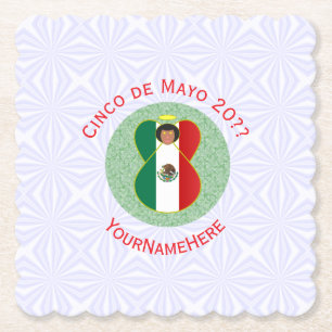 Mexicaanse Cinco de Mayo Angel gepersonaliseerd Kartonnen Onderzetters