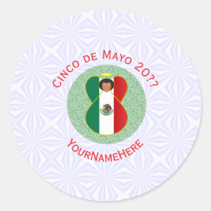 Mexicaanse Cinco de Mayo Engel Persoonlijk Ronde Sticker