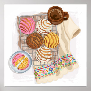 Mexicaanse Conchas Pan Dulce & Champurrado Poster