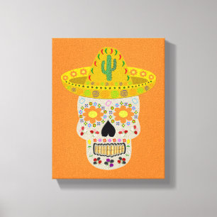 Mexicaanse dag van de dode schedel canvas afdruk