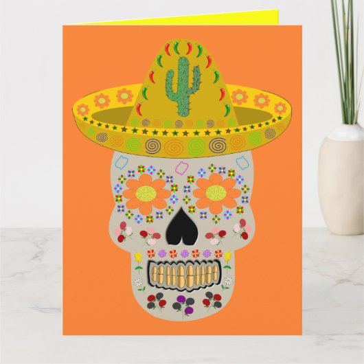Mexicaanse dag van de dode schedel - douanekaart kaart (Voorkant)