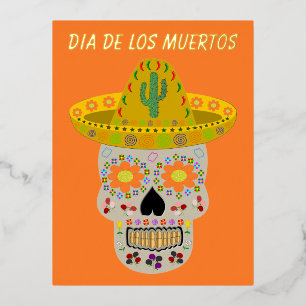 Mexicaanse dag van de dode schedel folie feestdagen briefkaart