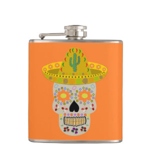 Mexicaanse dag van de dode schedel heupfles
