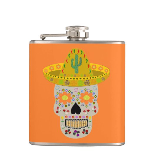 Mexicaanse dag van de dode schedel heupfles (Voorkant)