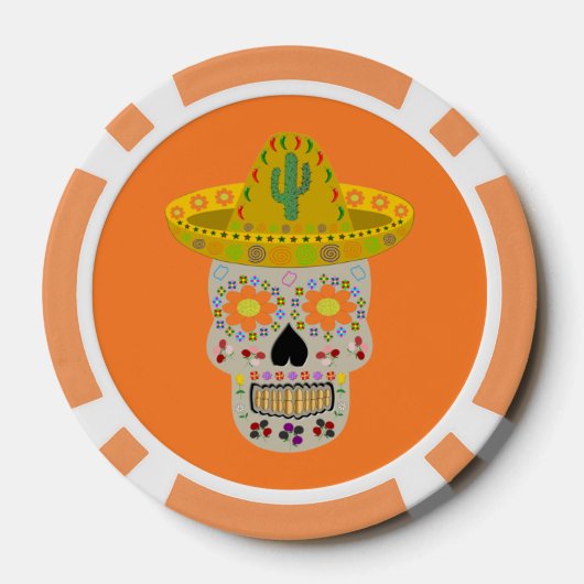 Mexicaanse dag van de dode schedel poker chips (Achterkant)