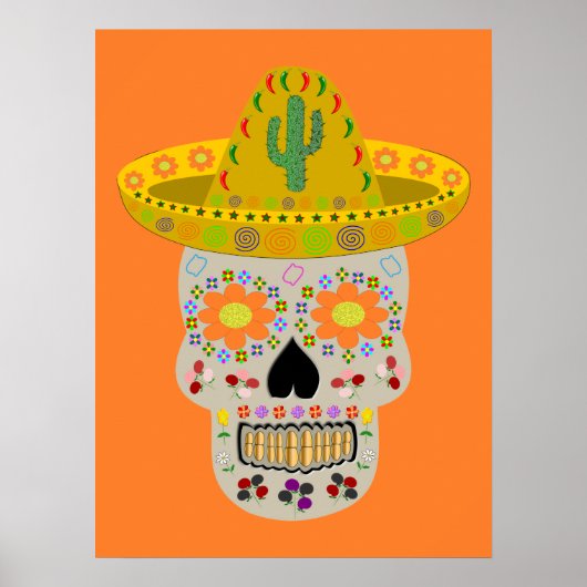 Mexicaanse dag van de dode schedel poster (Voorkant)