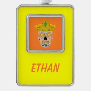 Mexicaanse dag van de dode schedel verzilverd kader ornament