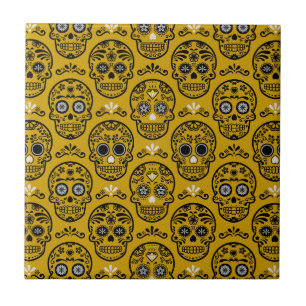 Mexicaanse Dag van de Doden Calavera Bloemenskelet Tegeltje