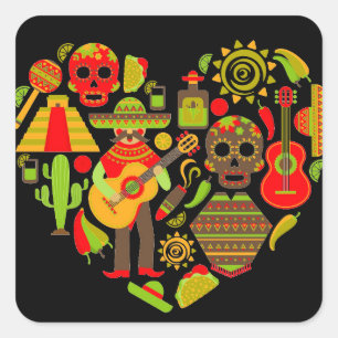 Mexicaanse dag van het dode Mexico Vierkante Sticker