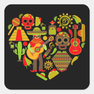 Mexicaanse dag van het dode Mexico Vierkante Sticker