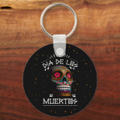 Mexicaanse dia van de dode skeleton Art Death Art Sleutelhanger (Voorkant)