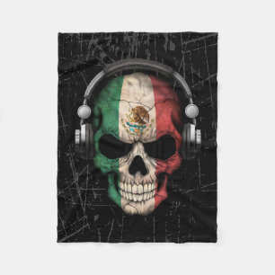 Mexicaanse dj-schedel met hoofdtelefoon fleece deken