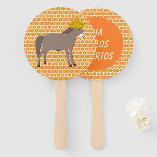 Mexicaanse Donkey Day of the Dead Custom Handwaaier (Voorkant en achterkant)
